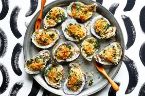 a recipe photo of the Oysters au Gratin with Spinach & Breadcrumbs
