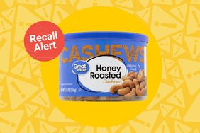a photo of the Great Value Honey Roasted Cashews being recalled with the "recall alert" badge