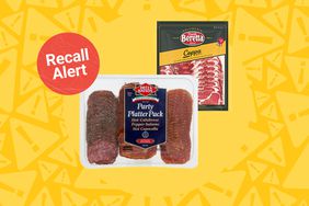 a collage featuring some of the meats being recalled alongside the "recall alert" badge 