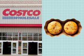 a side by side of a Costco storefront and the Starbucks sous vide egg bites