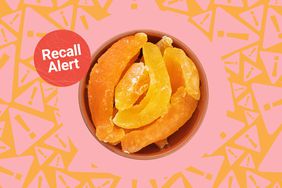 a photo of a bowl of dried mango and the "recall alert" badge
