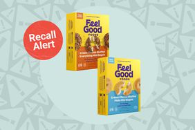 a collage featuring Feel Good Food's Stuffed Mini Bagels being recalled