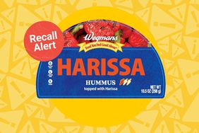 image of Wegmans Harissa Hummus label with a Recall Alert burst over it