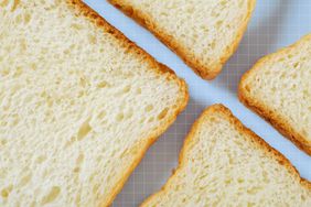 white bread on a light blue grid surface